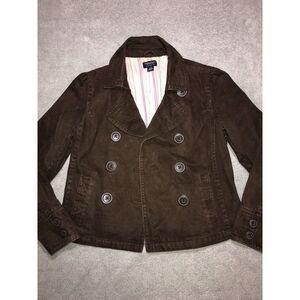 American Eagle Womens Coat Double Breasted Brushed‎ Cotton Brown Size Large